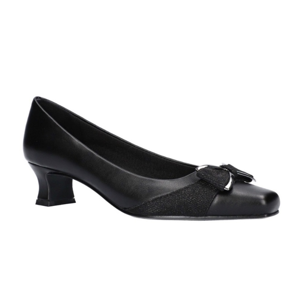 NWT Easy Street Lamy Black Preppy Bow Business Pump Heels Women’s 7.5, 8, 8.5
